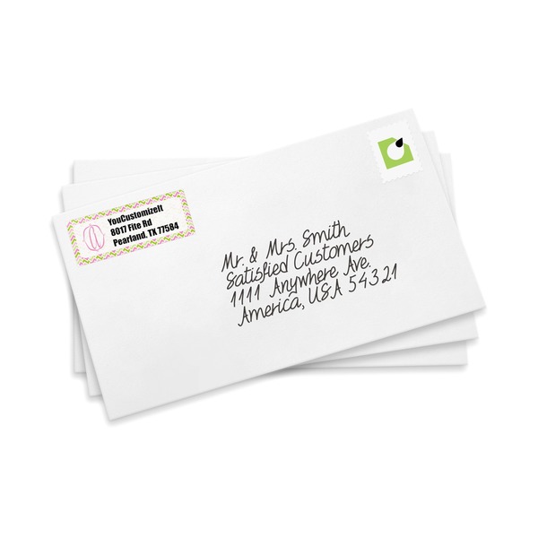 Pink & Green Geometric Mailing Label on Envelopes