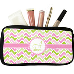 Pink & Green Geometric Makeup / Cosmetic Bag - Small (Personalized)