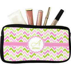 Pink & Green Geometric Makeup / Cosmetic Bag (Personalized)