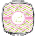 Pink & Green Geometric Compact Makeup Mirror (Personalized)