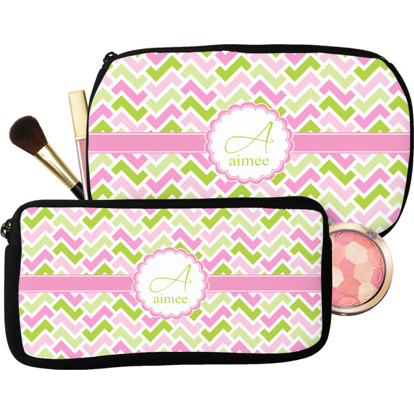 Pink & Green Geometric Makeup / Cosmetic Bags (Select Size)