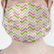 Pink & Green Geometric Mask - Pleated (new) Front View on Girl