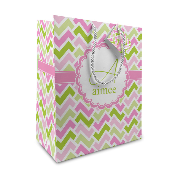 Custom Pink & Green Geometric Medium Gift Bag (Personalized)
