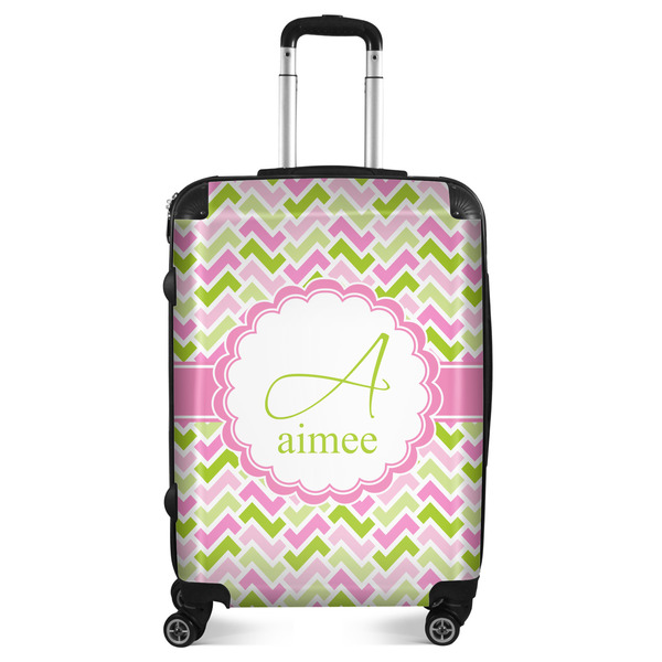 Custom Pink & Green Geometric Suitcase - 24" Medium - Checked (Personalized)
