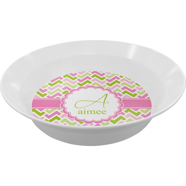 Custom Pink & Green Geometric Melamine Bowl (Personalized)