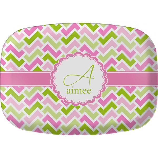 Custom Pink & Green Geometric Melamine Platter (Personalized)