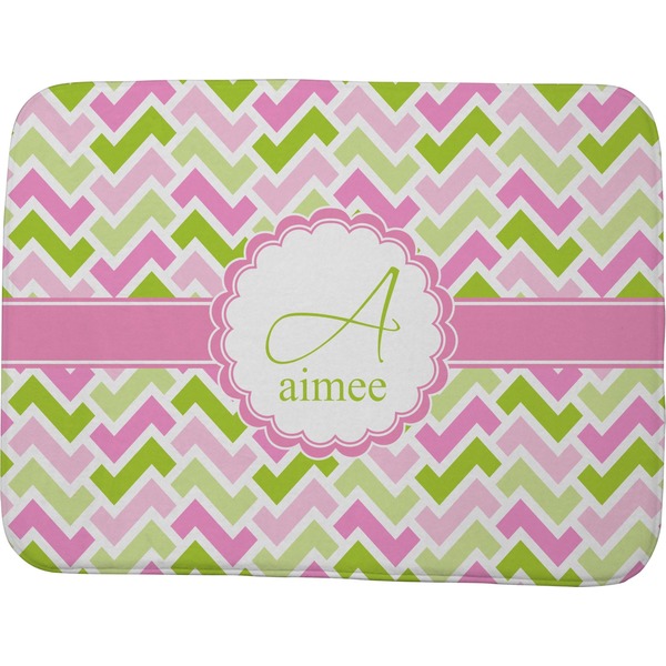 Pink & Green Geometric Memory Foam Bath Mat 48 X 36