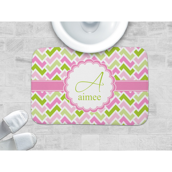 Pink & Green Geometric Memory Foam Bath Mat - LIFESTYLE 34x21