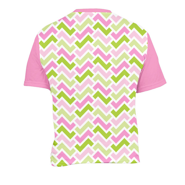 Pink & Green Geometric Men's Crew Neck T Shirt Medium - Back