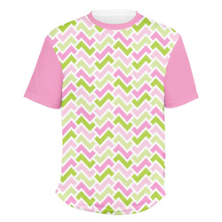 Pink & Green Geometric Men's Crew T-Shirt - Medium