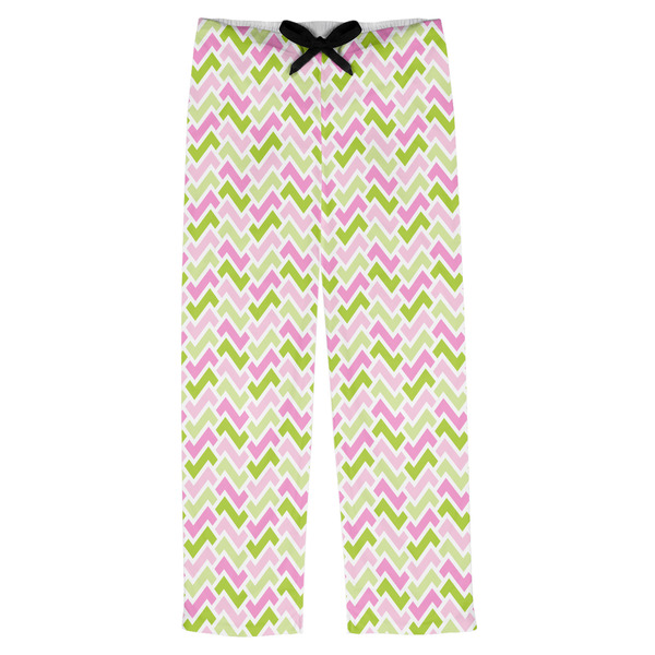 Custom Pink & Green Geometric Mens Pajama Pants - XS