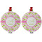 Pink & Green Geometric Metal Ball Ornament - Front and Back