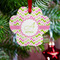 Pink & Green Geometric Metal Paw Ornament - Lifestyle
