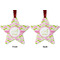 Pink & Green Geometric Metal Star Ornament - Front and Back