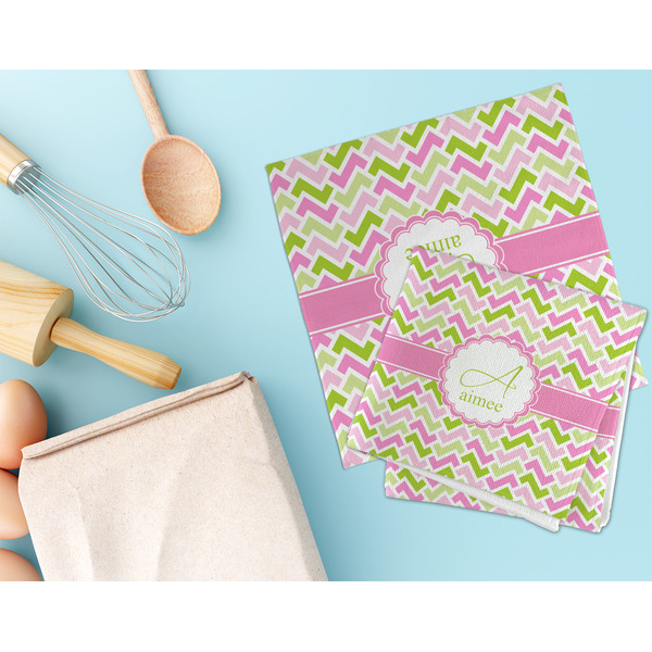 Pink & Green Geometric Microfiber Dish Rag - LIFESTYLE