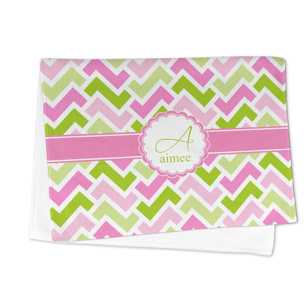 Pink & Green Geometric Microfiber Dish Towel - FOLDED HALF