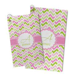 Pink & Green Geometric Microfiber Golf Towel (Personalized)