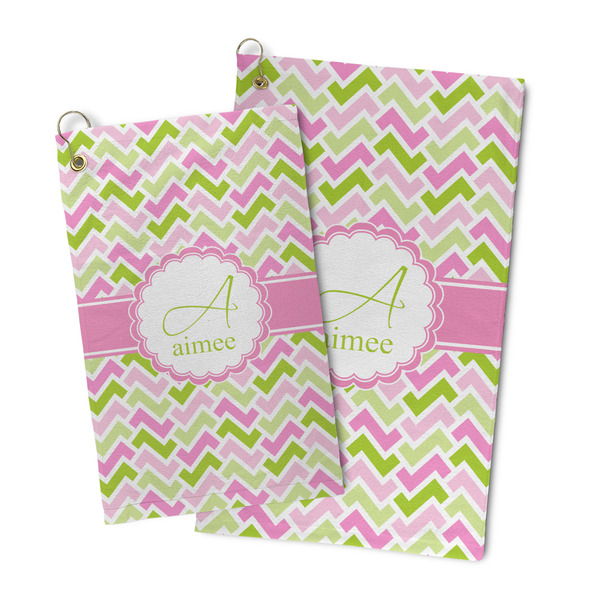 Pink & Green Geometric Microfiber Golf Towel - PARENT/MAIN