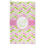 Pink & Green Geometric Microfiber Golf Towel (Personalized)