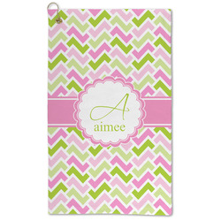 Pink & Green Geometric Microfiber Golf Towel - Large (Personalized)