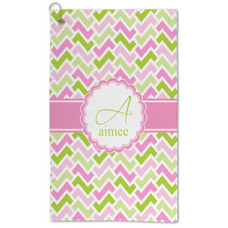 Pink & Green Geometric Microfiber Golf Towel (Personalized)