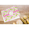 Pink & Green Geometric Microfiber Kitchen Towel - LIFESTYLE