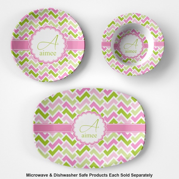 Pink & Green Geometric Microwave & Dishwasher Safe CP Plastic Dishware - Group