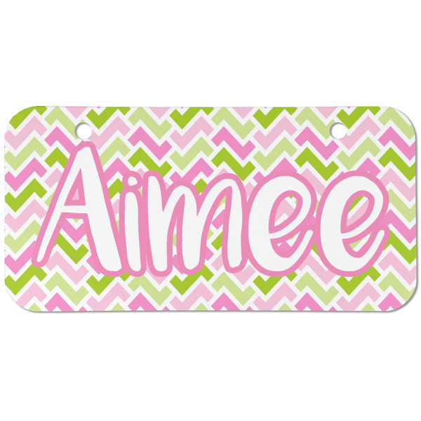 Pink & Green Geometric Mini Bicycle License Plate - Two Holes