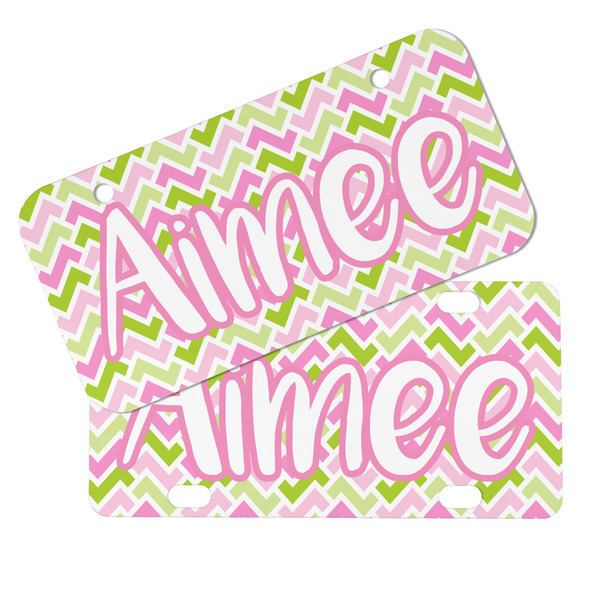 Pink & Green Geometric Mini License Plates - MAIN (4 and 2 Holes)