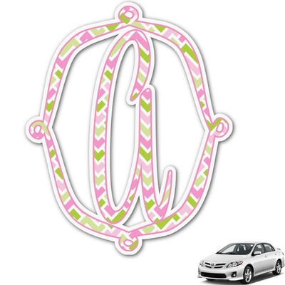 Pink & Green Geometric Monogram Car Decal (Personalized)