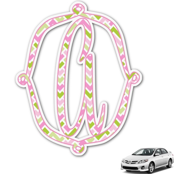 Custom Pink & Green Geometric Monogram Car Decal (Personalized)