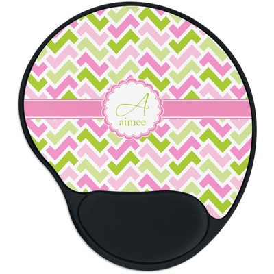 Pink & Green Geometric Mouse Pad with Wrist Support