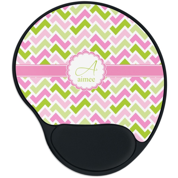 Custom Pink & Green Geometric Mouse Pad with Wrist Support