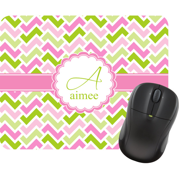Custom Pink & Green Geometric Rectangular Mouse Pad (Personalized)