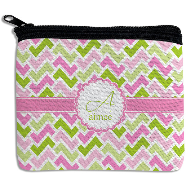 Custom Pink & Green Geometric Rectangular Coin Purse (Personalized)