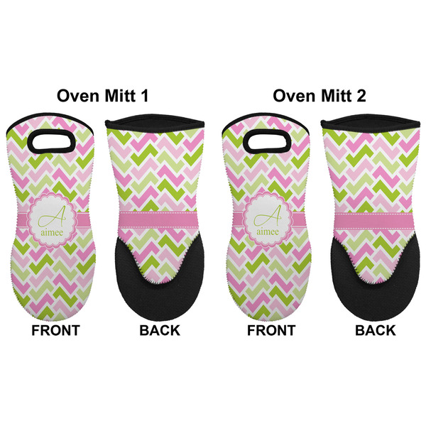 Pink & Green Geometric Neoprene Oven Mitt - Set of 2 - Approval