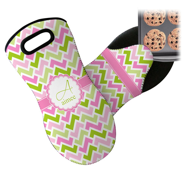 Pink & Green Geometric Neoprene Oven Mitt
