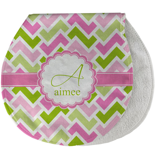 Pink & Green Geometric New Baby Burp Folded