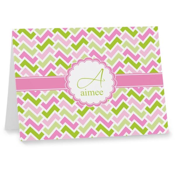 Custom Pink & Green Geometric Note cards (Personalized)