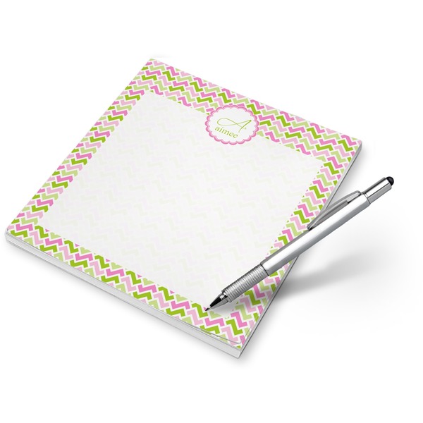 Custom Pink & Green Geometric Notepad (Personalized)
