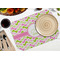Pink & Green Geometric Octagon Placemat - Single front (LIFESTYLE) Flatlay