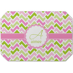Pink & Green Geometric Dining Table Mat - Octagon (Single-Sided) w/ Name and Initial