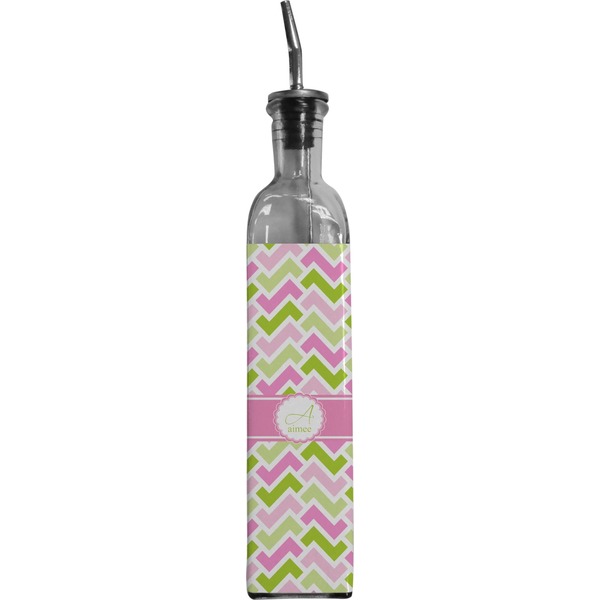Custom Pink & Green Geometric Oil Dispenser Bottle (Personalized)