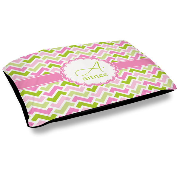 Custom Pink & Green Geometric Dog Bed w/ Name and Initial