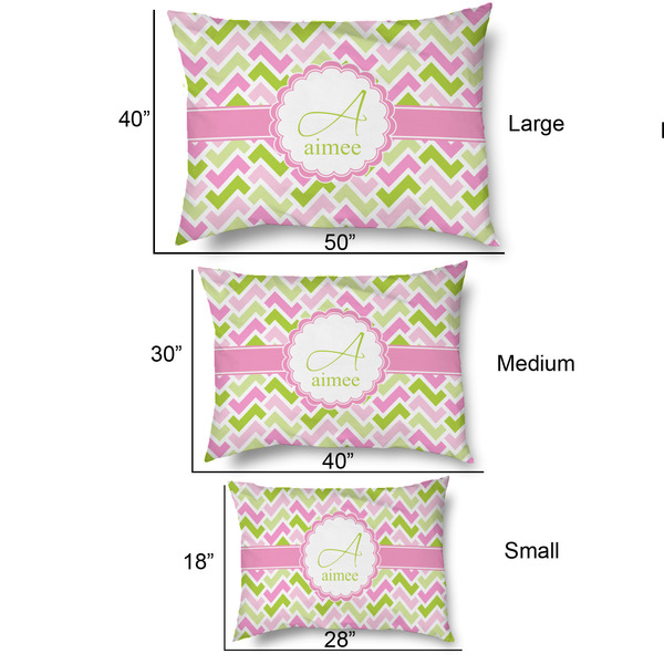 Pink & Green Geometric Outdoor Dog Beds - SIZE CHART