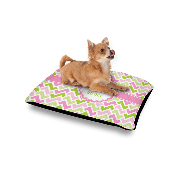 Pink & Green Geometric Outdoor Dog Beds - Small - IN CONTEXT
