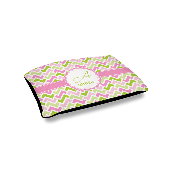 Custom Pink & Green Geometric Outdoor Dog Bed - Small (Personalized)