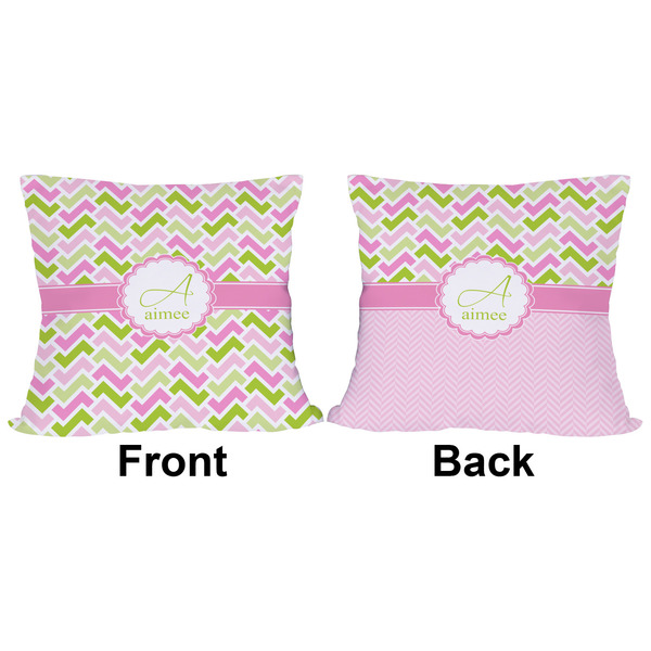 Pink & Green Geometric Outdoor Pillow - 16x16