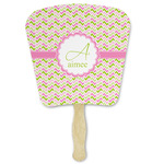 Pink & Green Geometric Paper Fan (Personalized)