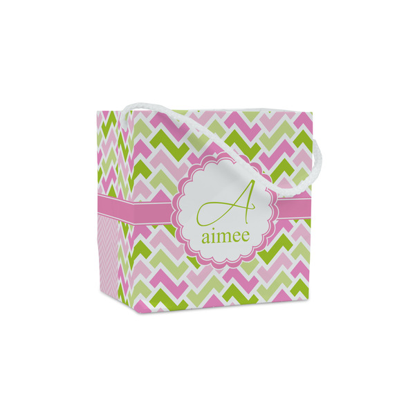 Custom Pink & Green Geometric Party Favor Gift Bags (Personalized)